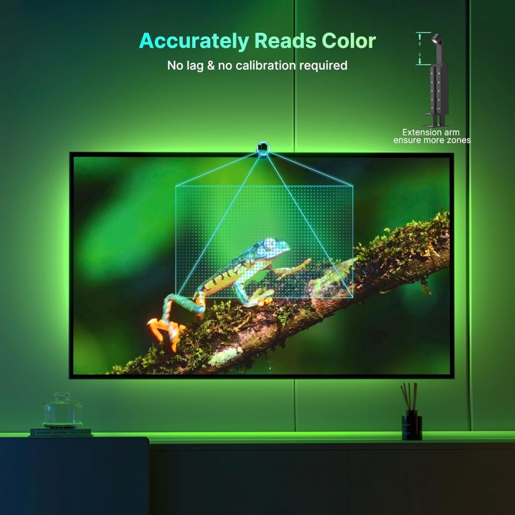 TV LED Lights That Change Sync with TV Picture TV Backlight Sync to Screen Immersive LED TV Light with AR Sensor Camera Music Sync App Control RGB Smart LED Light Strip for TV PC 24-100 65inch 14.8FT