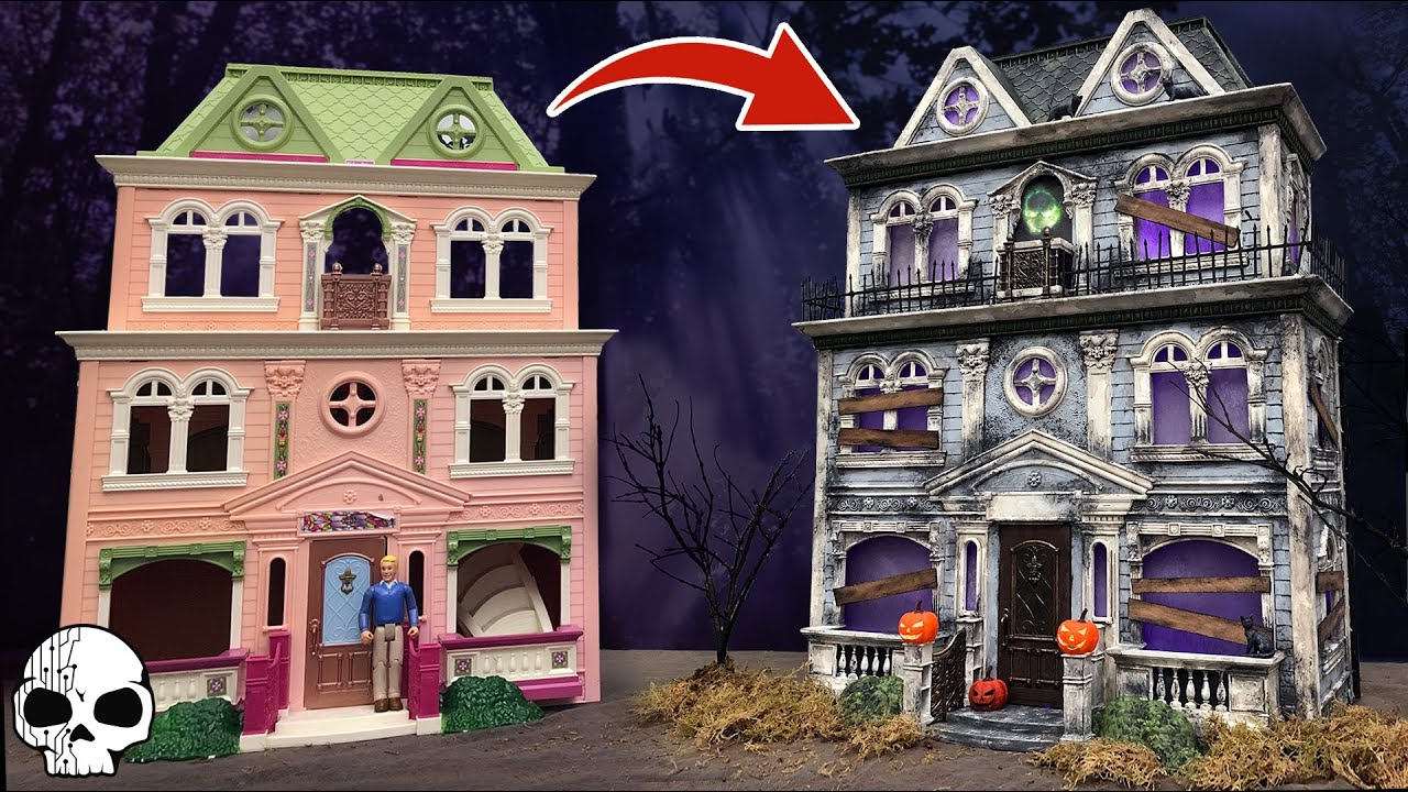 DIY Halloween props project using an old dollhouse