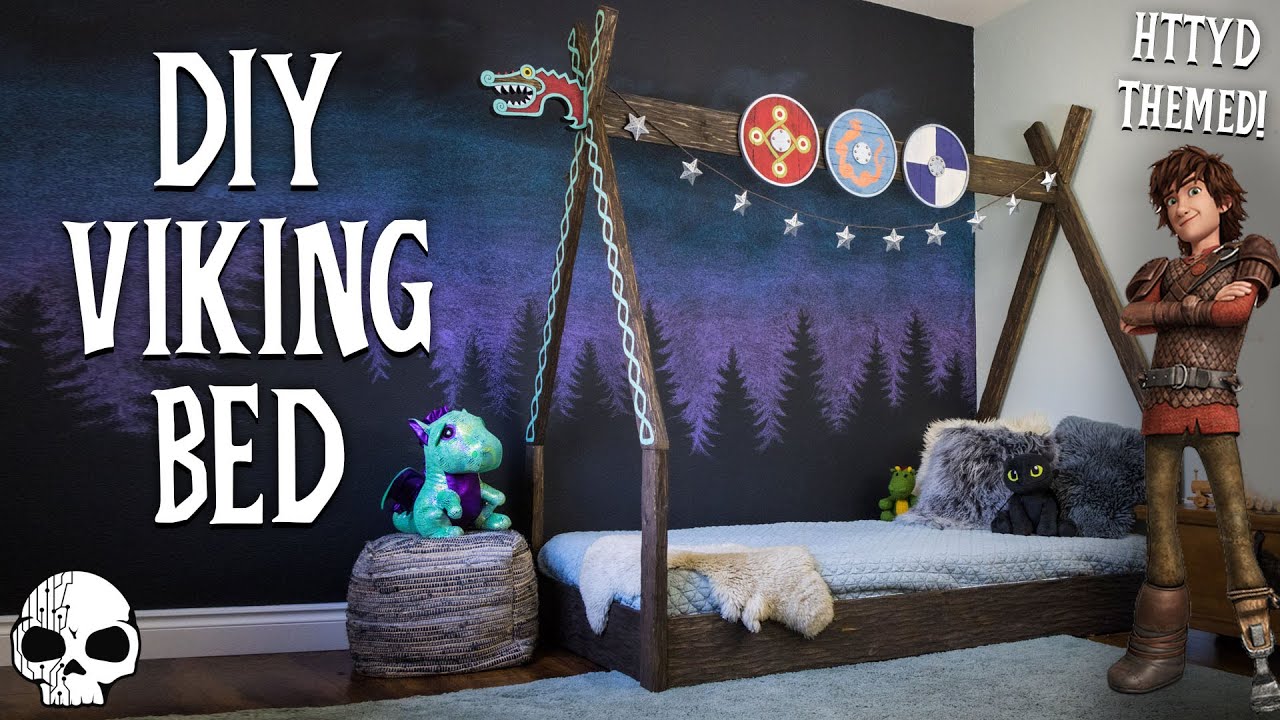 DIY Montessori Floor Bed with Dragon and Viking Theme