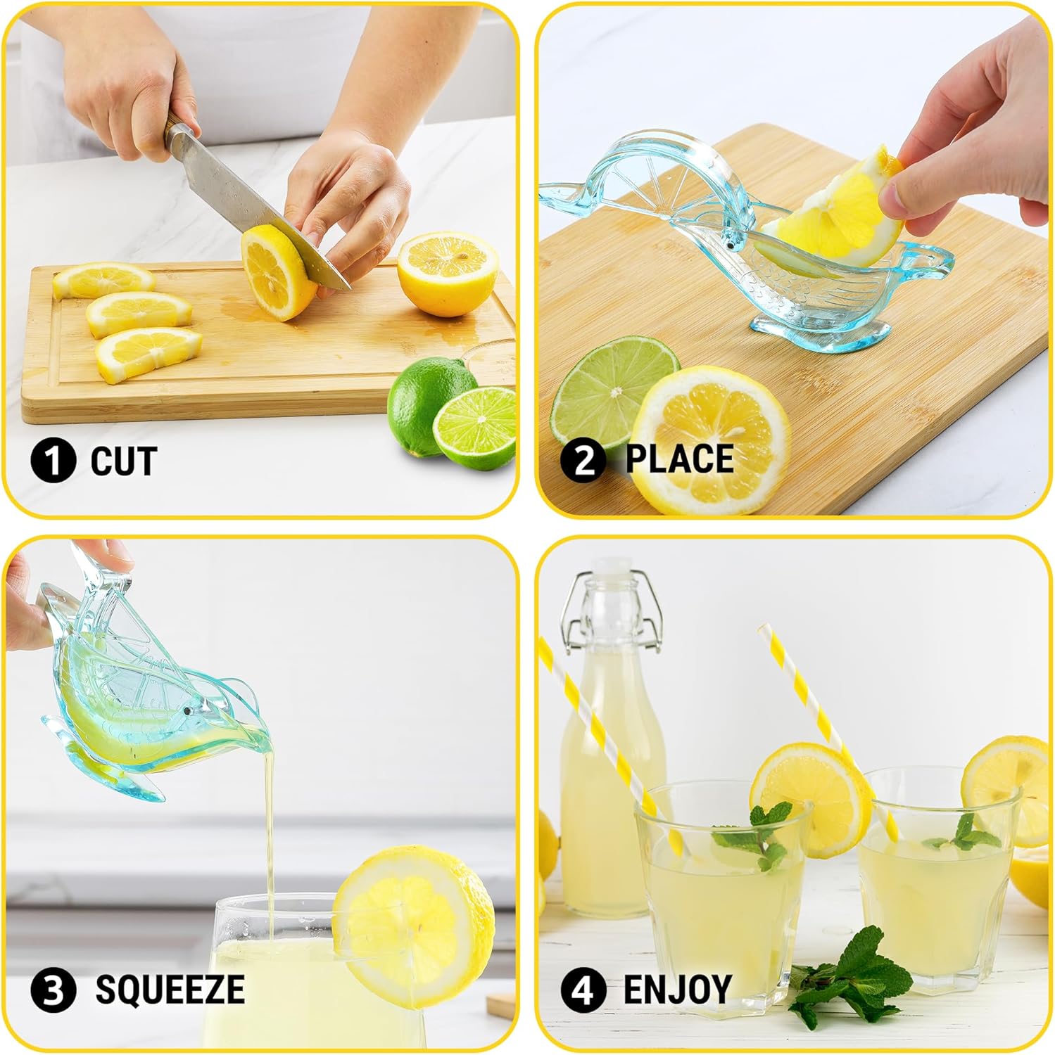 Zulay Cute Bird Lime Lemon Squeezer - Easy and Durable Glass Looking, Fun Lemon Gifts, Lemon Wedge Squeezer Holiday Gift, Lime Squeezer for Bar Accessories Setup, Convenient Pour Spout - 2 Pack