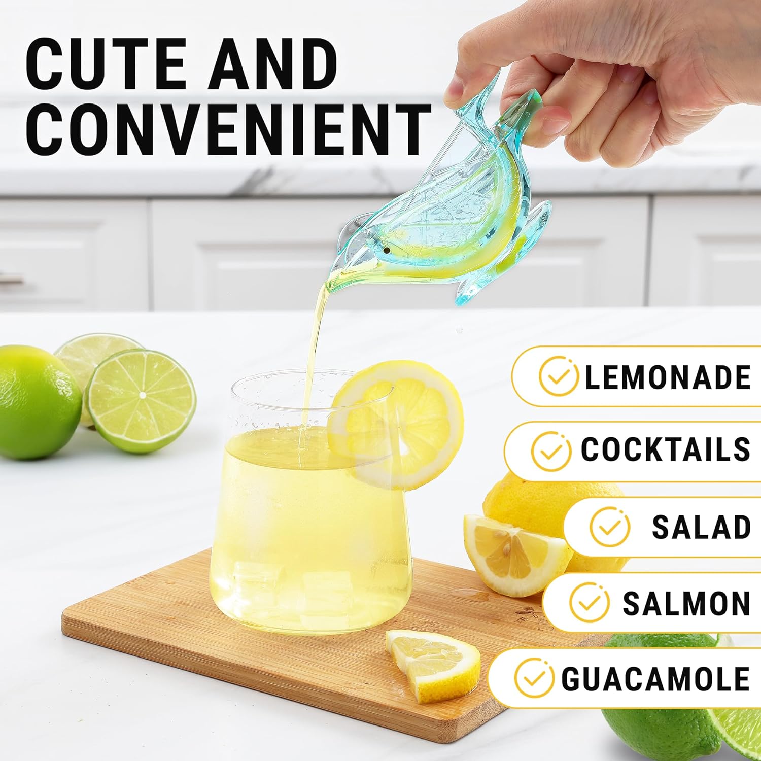 Zulay Cute Bird Lime Lemon Squeezer - Easy and Durable Glass Looking, Fun Lemon Gifts, Lemon Wedge Squeezer Holiday Gift, Lime Squeezer for Bar Accessories Setup, Convenient Pour Spout - 2 Pack