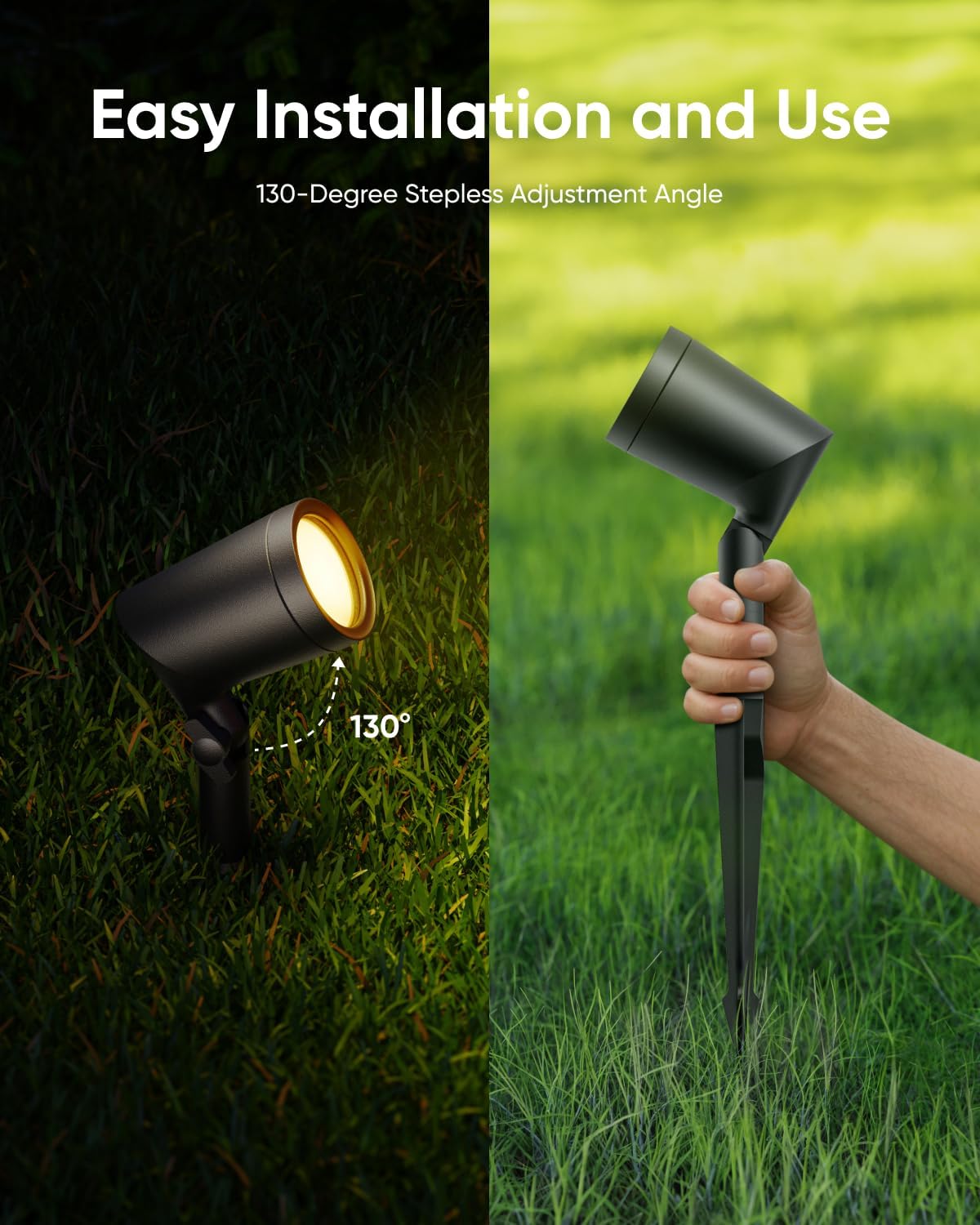 eufy Outdoor Spotlights E10, 2-Pack, Smart Wired RGBWW LED Landscape Lights, 500lm, IP65 Waterproof for Yard, Work with Alexa, Endless AI Light Themes for Christmas, Halloween, Link with Cameras