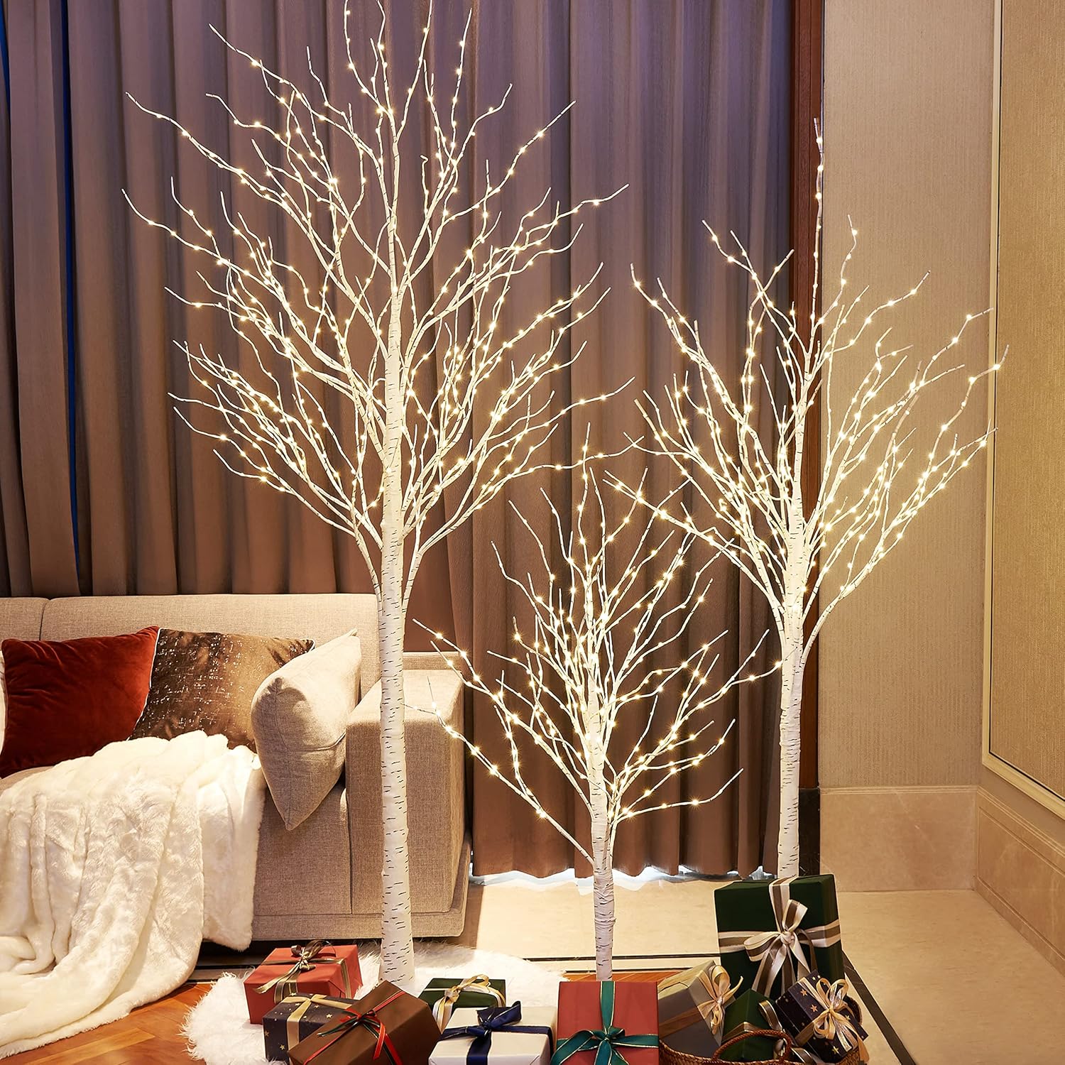 Lightshare Lighted Birch Twig Tree with Fairy Lights 2 Sets 6FT 642 LED Lights for Indoor Outdoor Home Christmas Holiday Decoration