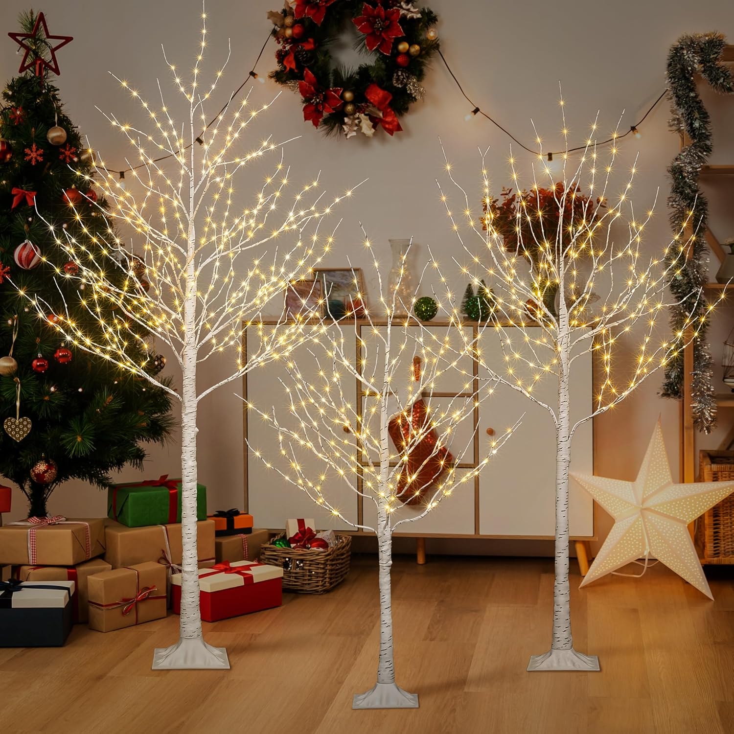 Lightshare Lighted Birch Twig Tree with Fairy Lights 2 Sets 6FT 642 LED Lights for Indoor Outdoor Home Christmas Holiday Decoration