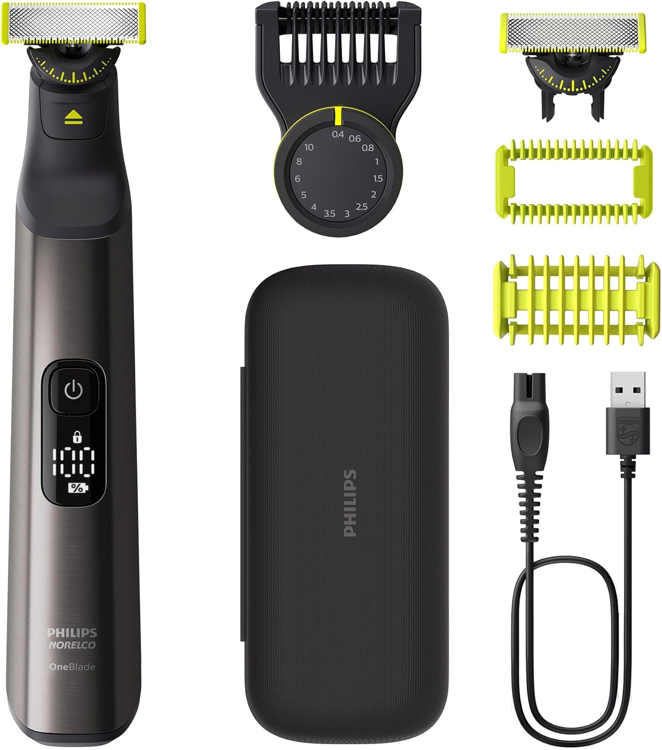 Norelco Philips OneBlade 360 Pro Face + Body Electric Beard Trimmer, Shaver  Bodygroomer, with 360 Blade Technology, 2X 360 Blade, 20-Length Adjustable Comb, Body Kit,  Travel Case, QP6552/90