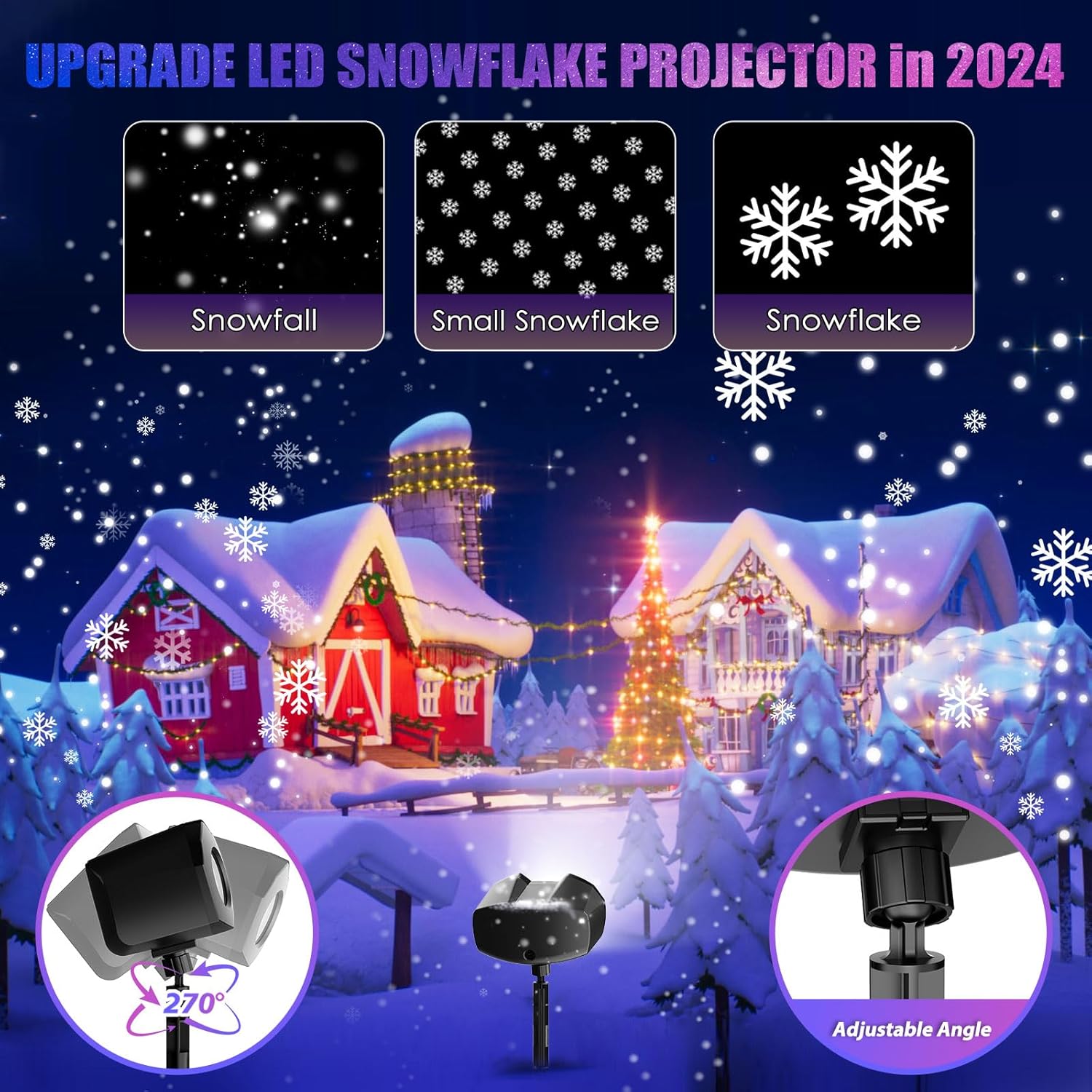 Snowflake Projector Lights Outdoor with Remote Control, Christmas Snowflake Projector Lights, IP65 Waterproof Snowfall Landscape Light Christmas Projector Gift for Holiday,Garden